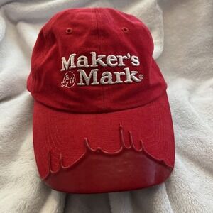 Maker's Mark Whiskey Logo Red Wax Dipped Adjustable Baseball Hat